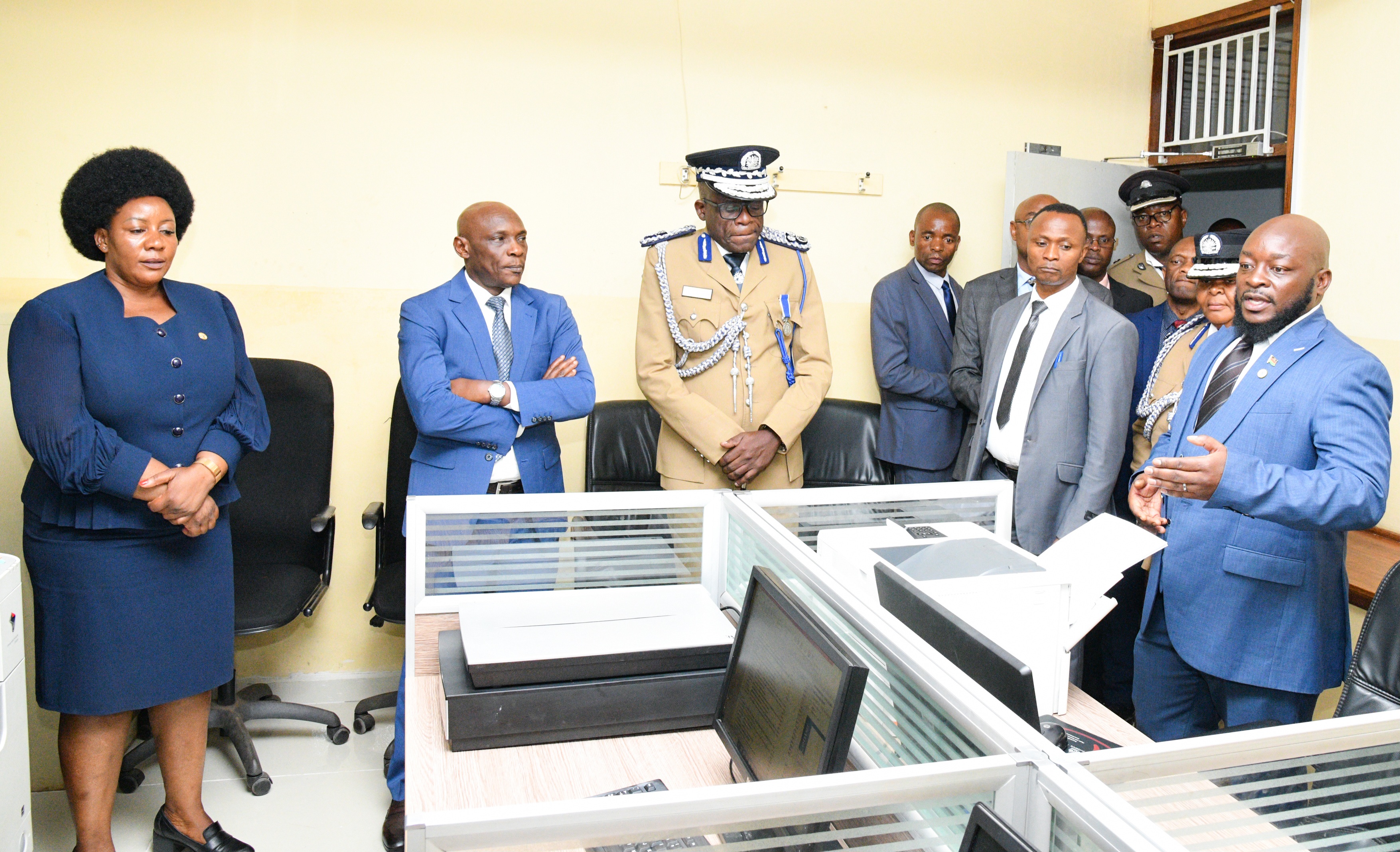 Wambura inspects the INTERPOL offices at Police Headquarters 