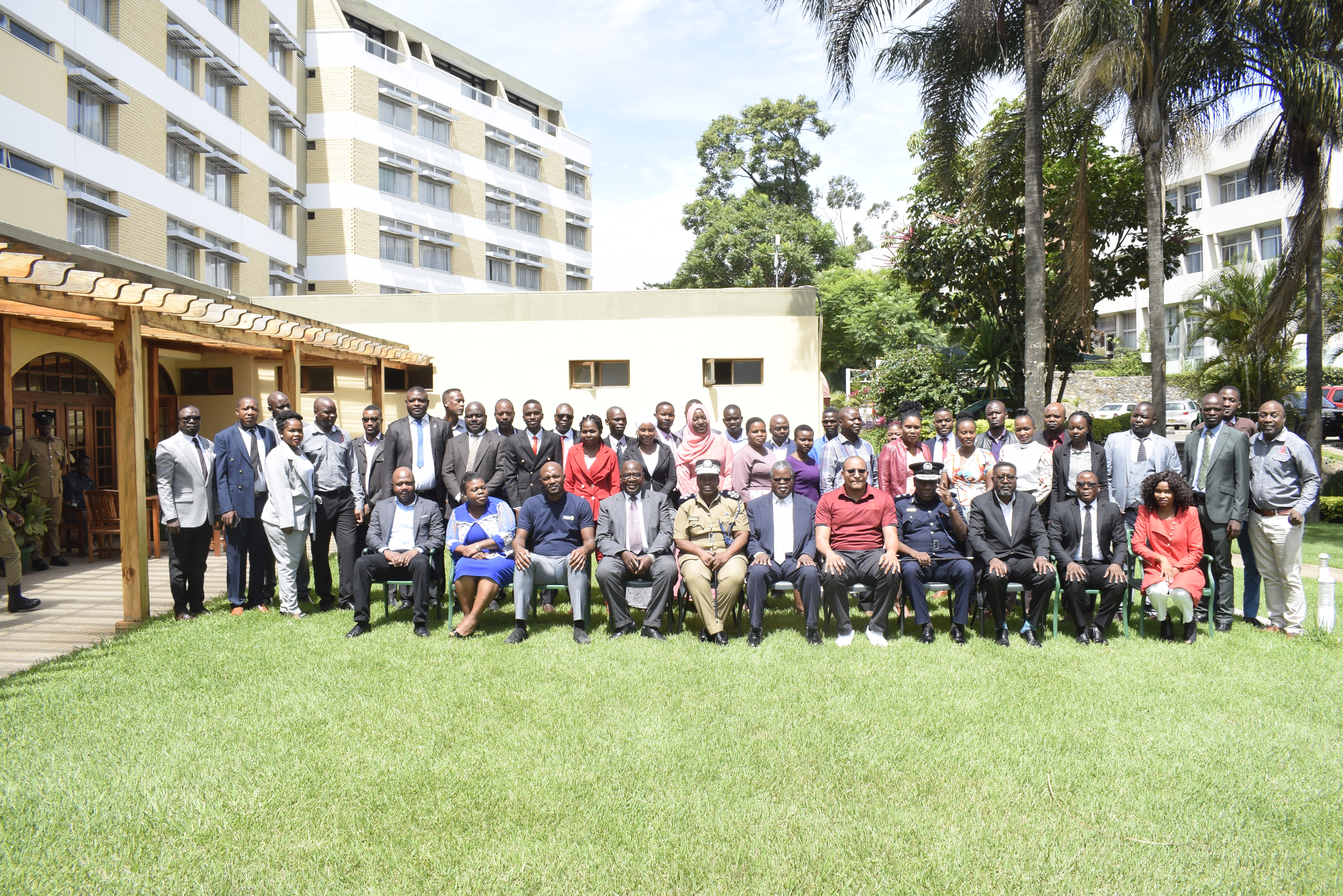 The high table and participants posed for a group photo